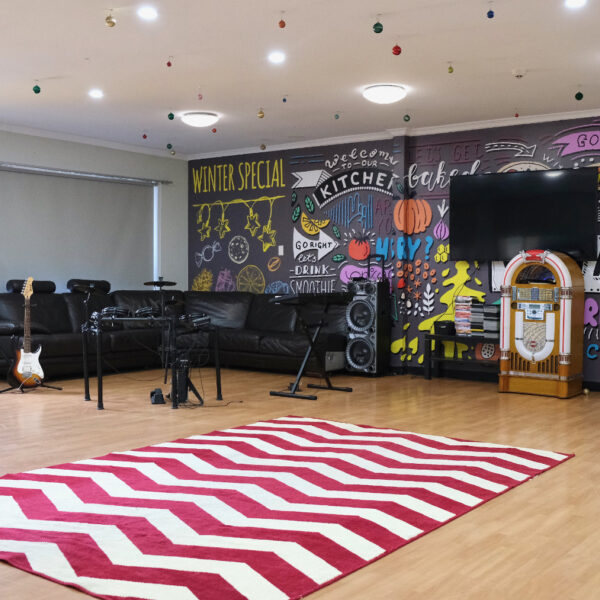 Specialist disability accommodation - music equipment in activity room