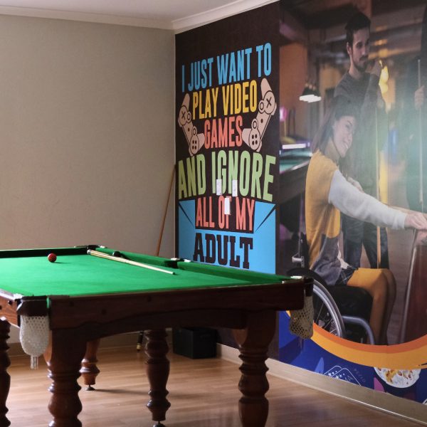 Supported independent living - pool table in activity room